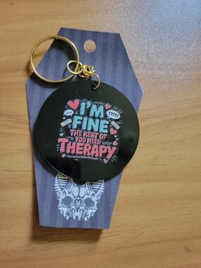 💀NEW💀 Hand Crafted Black Keychain with Pink & Light Blue Lettering